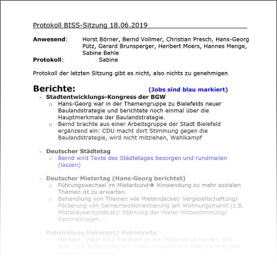 Protokoll Plenum vom 18.06.2019